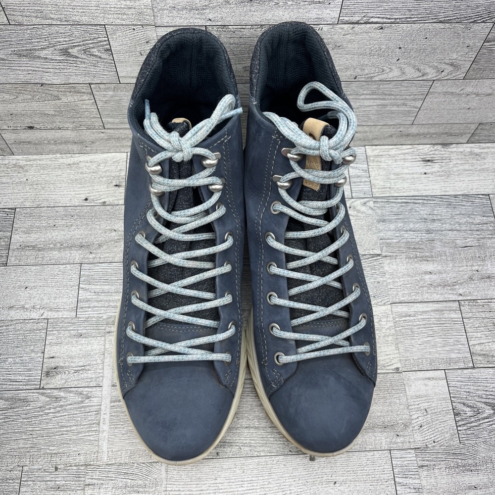 Ecco Exostrike Hydromax Blue Yak Leather‎ Hiking Boots Women Size 7 - Picture 9 of 10
